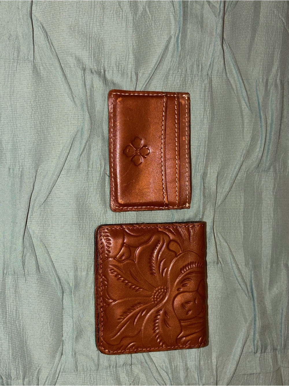 Patricia Nash Brown Tooled Leather Bifold Wallet & Card Holder Set